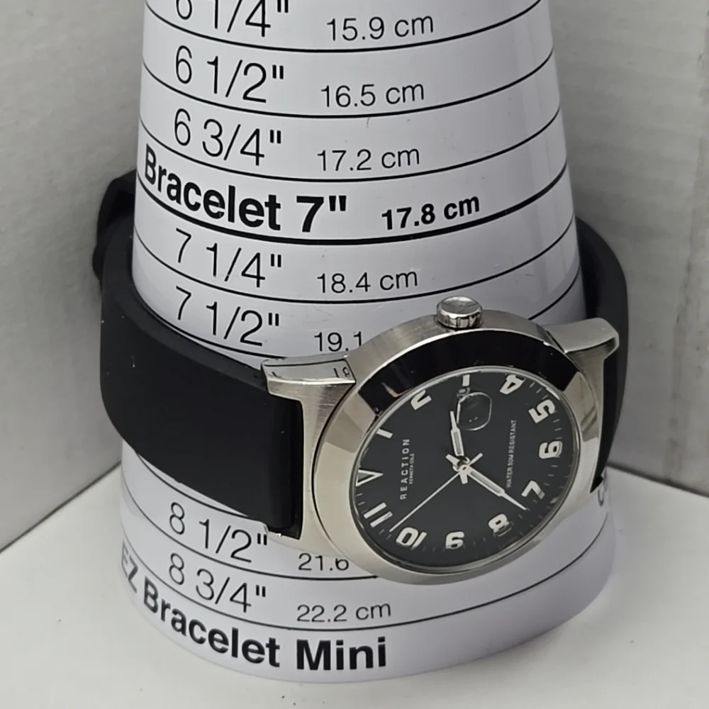 Vintage Mens Kenneth Reaction Silver Tone Quartz Date Watch New Battery RK1001